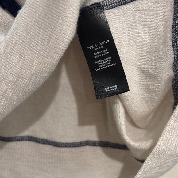 Rag & Bone Beige Hoodie Merino Wool Top with Black Trim, M - Picture 2 of 3